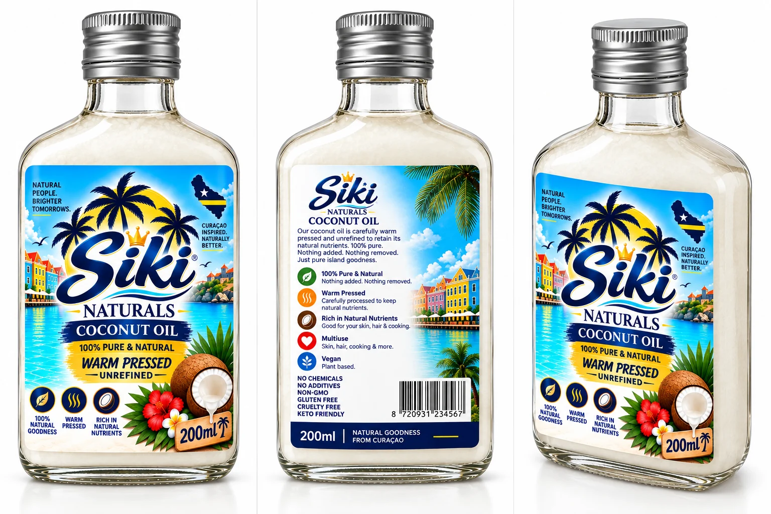 Siki Naturals 200 ml coconut oil bottle views